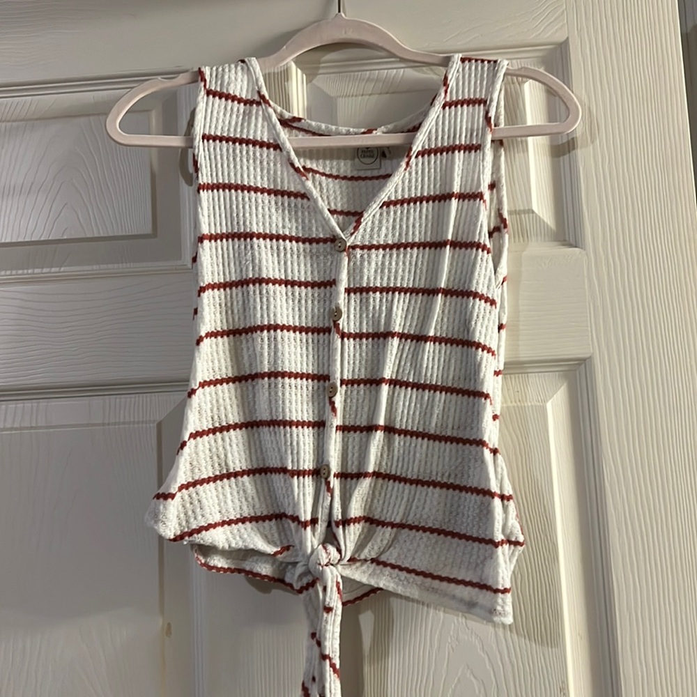 Button down tie tank tops